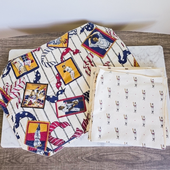Handmade Other - MLB Fabric Placemat & Napkin‎ 8 Piece 125th Anniversary Novelty Baseball Decor